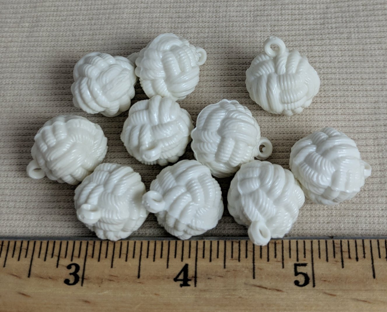 Button #Y1456-Knot #Shank #White #Nylon #10pc
