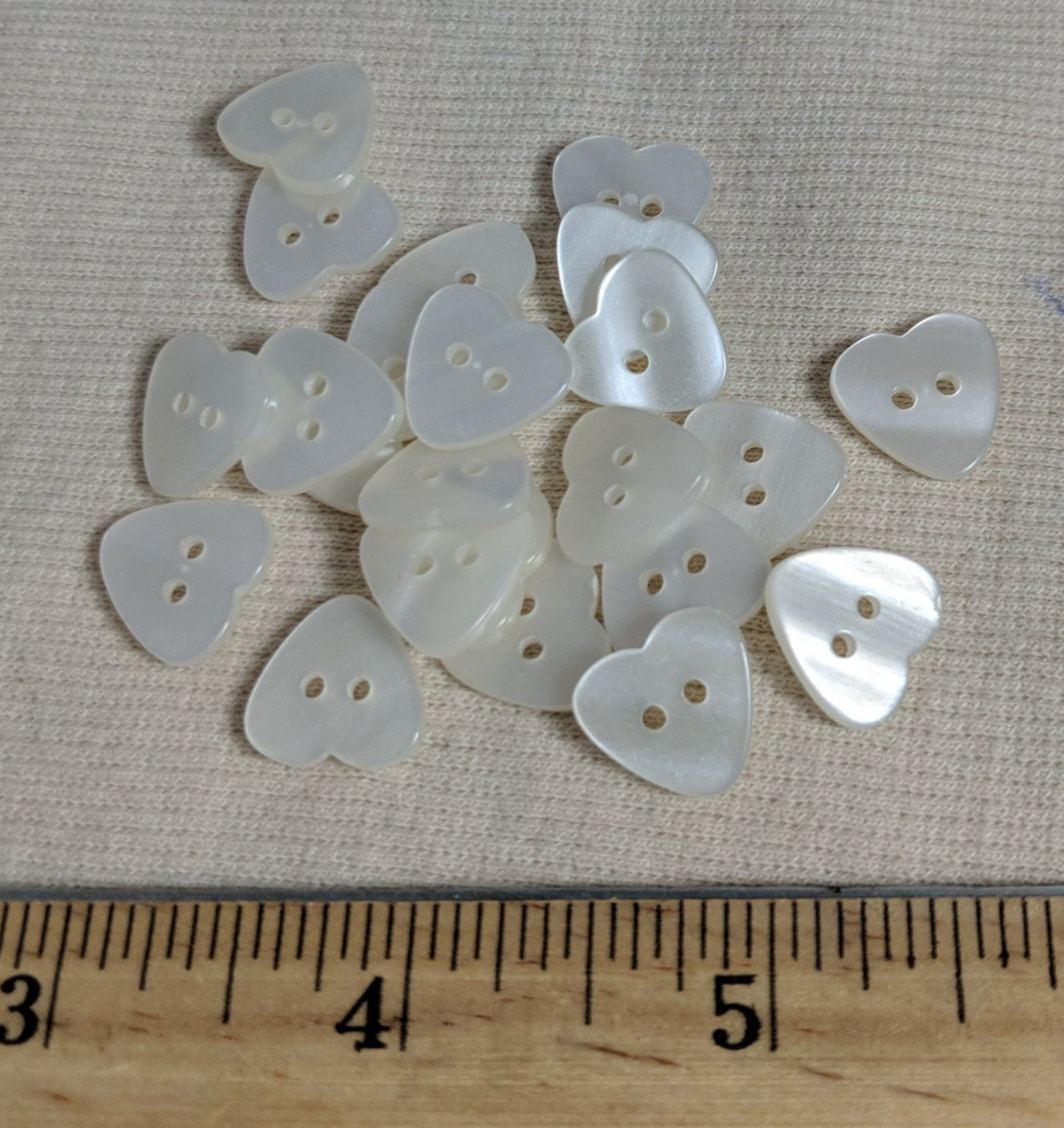 Button #PB1344 #2 Hole #Pearl-White #Heart #Polyester #10pc