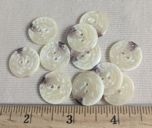 Button #96005-1 #2 Hole #White #Rim #Imitation #Horn #Polyester #10pc