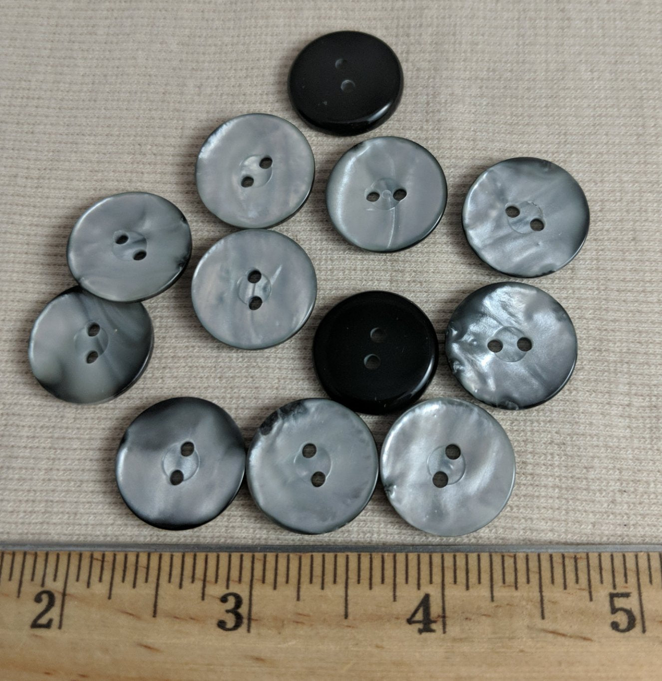 Button #1365 #2 Hole #Grey #Imitation #Shell #10pc