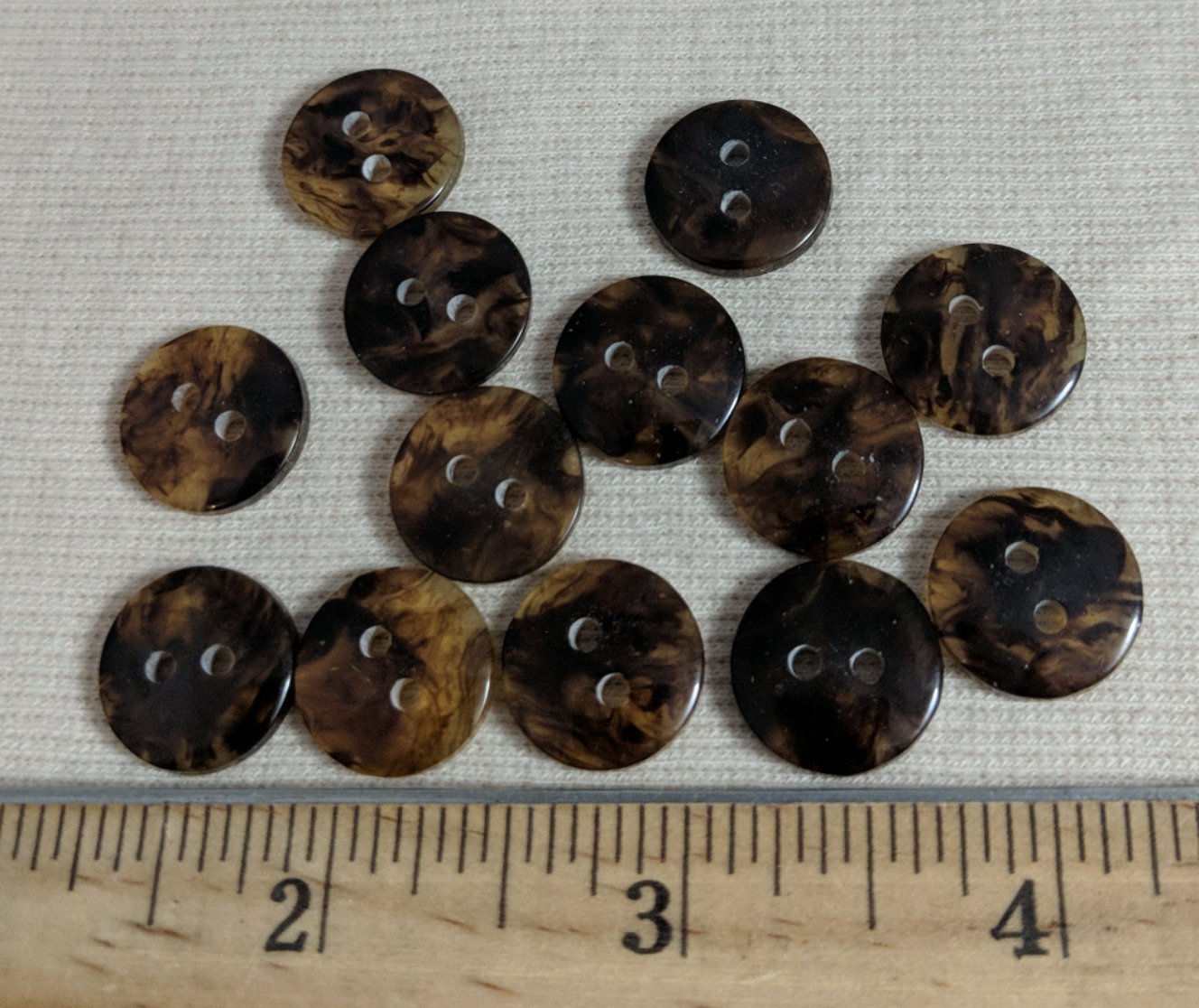 Button #P-Dome-Tortoise #2 Hole #Brown #Basic #Polyester #10pc