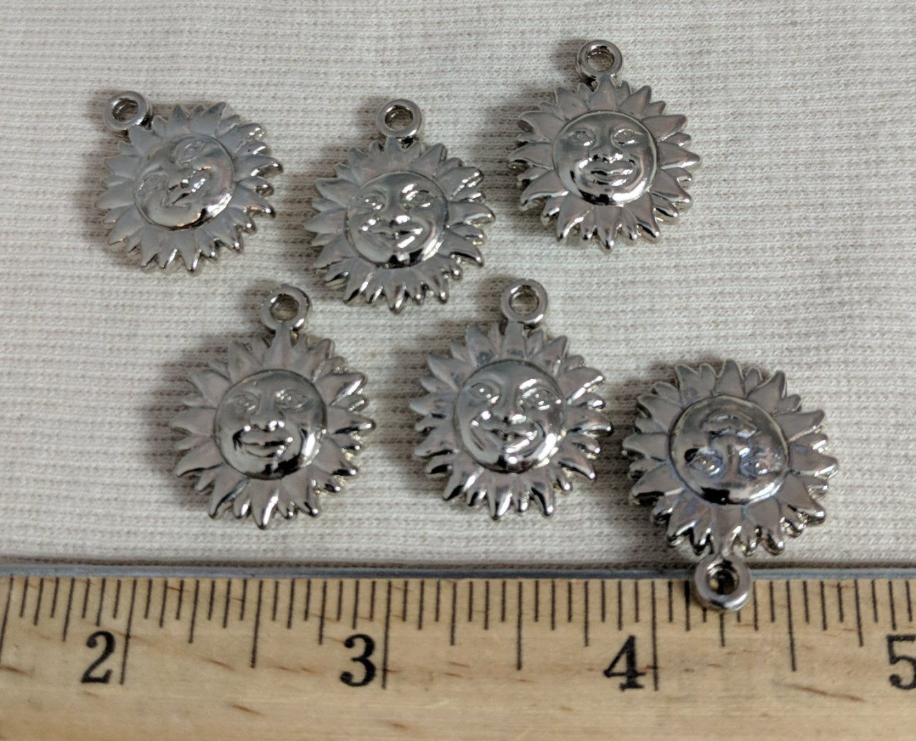 Pendant-Charm #5020 #Silver #Zipper-Pull #Sun #Metal #10pc