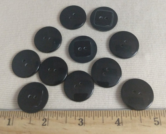 Button #Basic #2 Hole #Black #Dome #Polyester #10pc