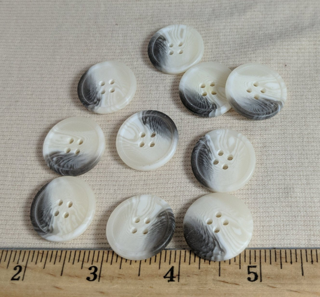 Button #8226 #4 Hole #White #Rim #Polyester #10pc