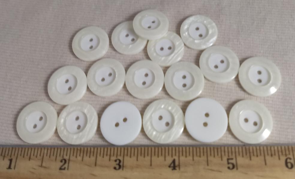 Button #1102/78882 #2 Hole #White #Rim #Polyester #10pc