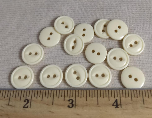Button #Basic #Fisheye #2 Hole #Cream #Rim #Polyester #10pc
