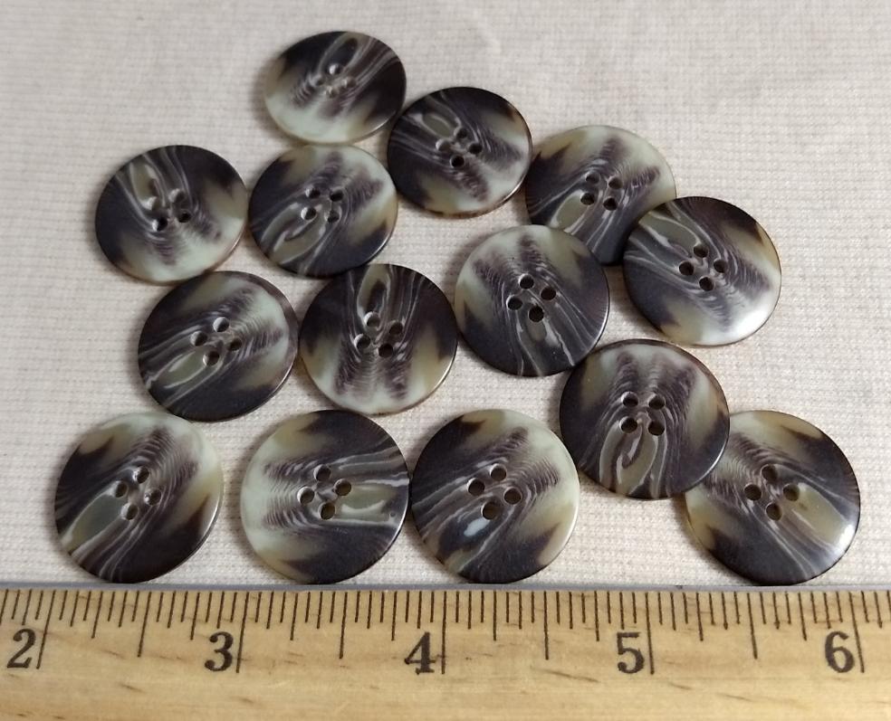 Button #20398 #4 Hole #Brown #Imitation #Horn #Polyester #10pc