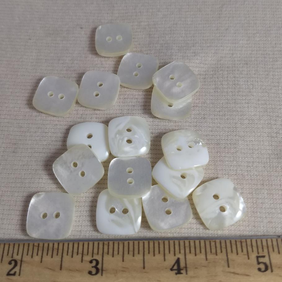 Button #Square #2 Hole #Pearl #Polyester #10pc