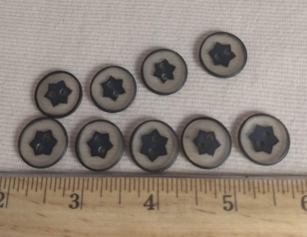 Button #3821 #2 Hole #Black #Rim #Abs #10pc