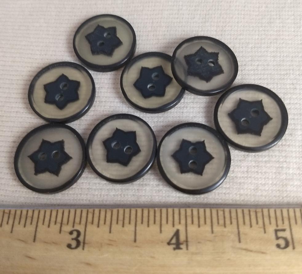 Button #3821 #2 Hole #Black #Rim #Abs #10pc