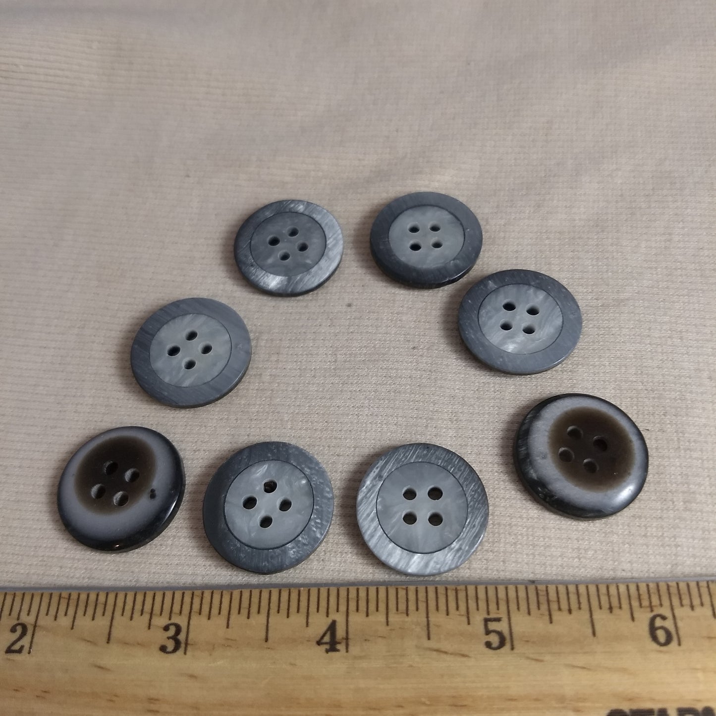 Button #30001 #4 Hole #Grey #Rim #Polyester #10pc
