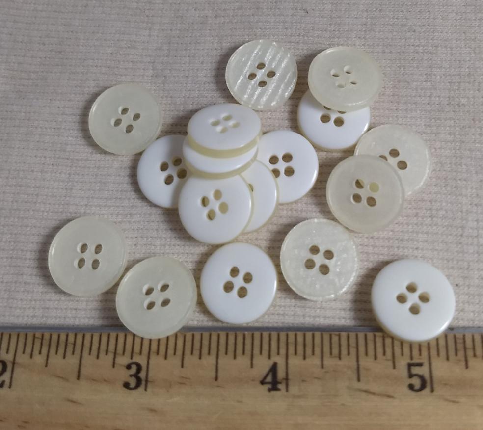 Button #1403 #4 Hole #Off-White #Rim #Polyester #10pc