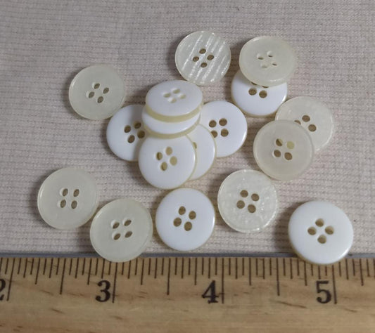 Button #1403 #4 Hole #Off-White #Rim #Polyester #10pc