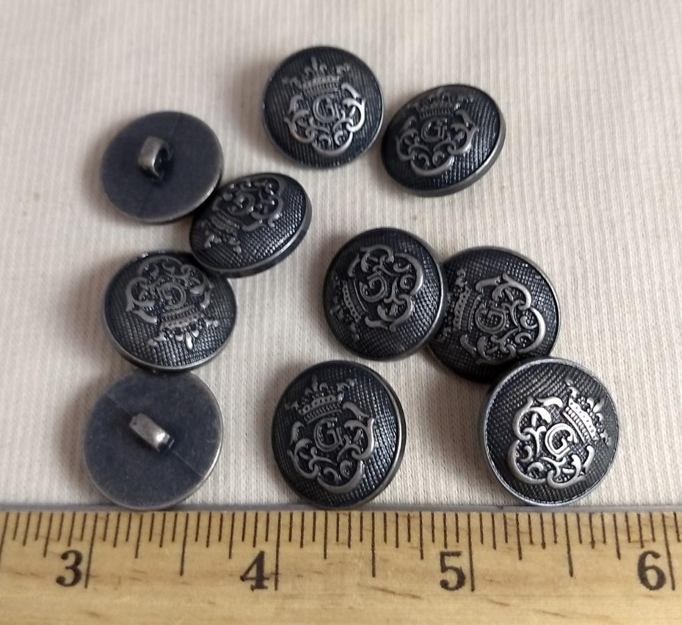 Button #1416G #Shank #Antique-Silver #ABS #10pc