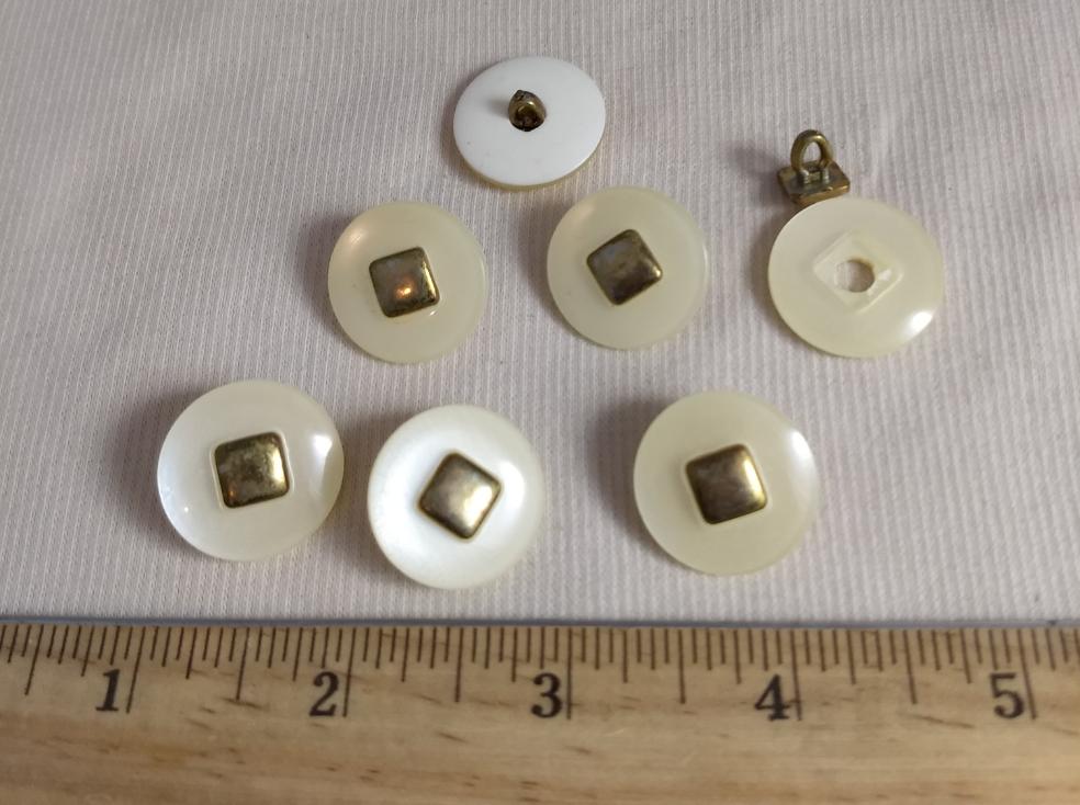 Button #1416 #Shank #Cream #Metal #Nylon #10pc