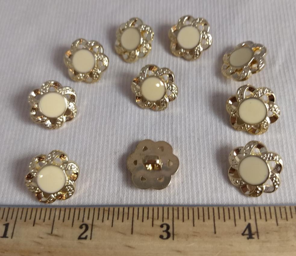 Button #H9995 #Shank #Gold #Epoxy #ABS #10pc