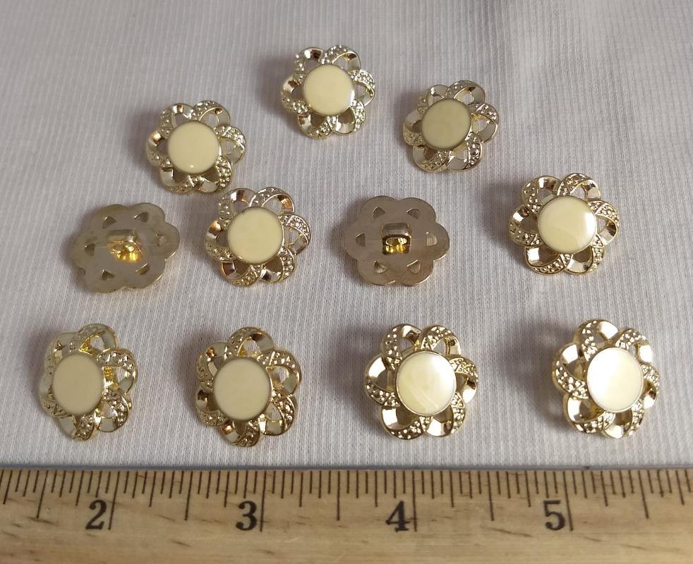 Button #H9995 #Shank #Gold #Epoxy #ABS #10pc