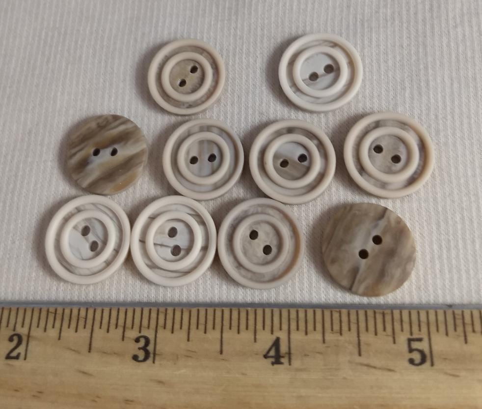 Button #94211 #2 Hole #Cream #Rim #Abs #10pc