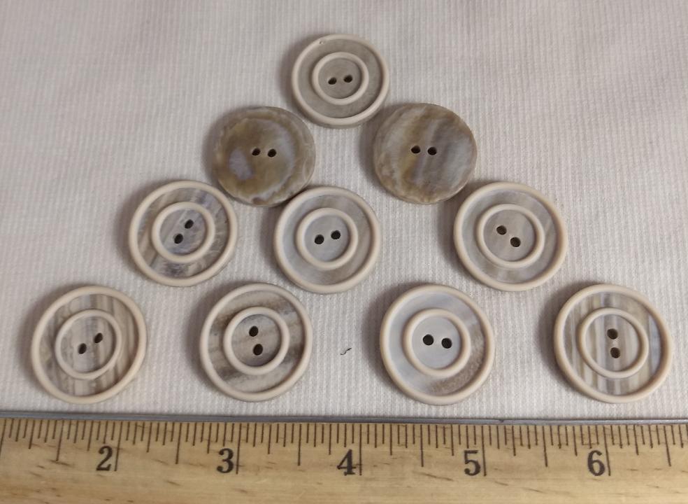 Button #94211 #2 Hole #Cream #Rim #Abs #10pc