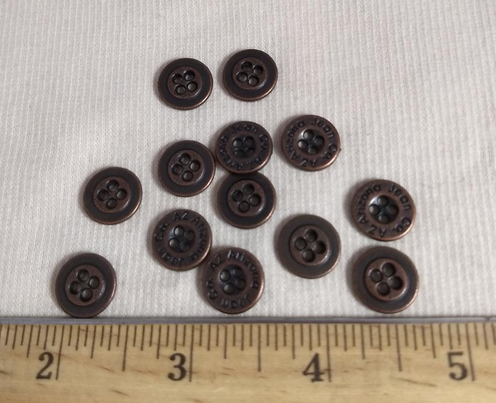 Button #1422 #4-Hole #Antique-Gold #Metal #10pc
