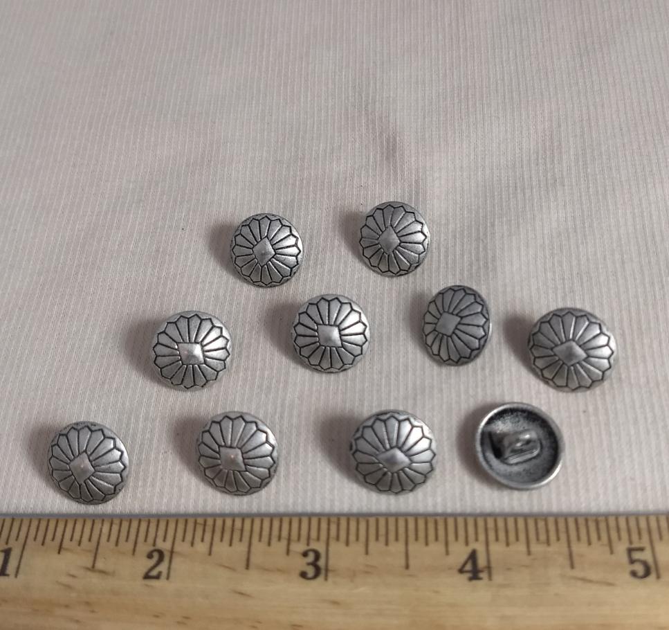Button #AL6480 #Shank #Antique-Silver #Rim #Metal #10 pc