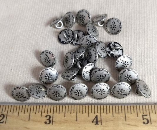 Button #PS378-1 #Shank #Antique-Silver #Rim #Metal #10pc