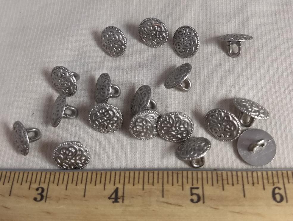 Button #AL6520 #Shank #Antique-Silver #Rim #Metal #10 pc