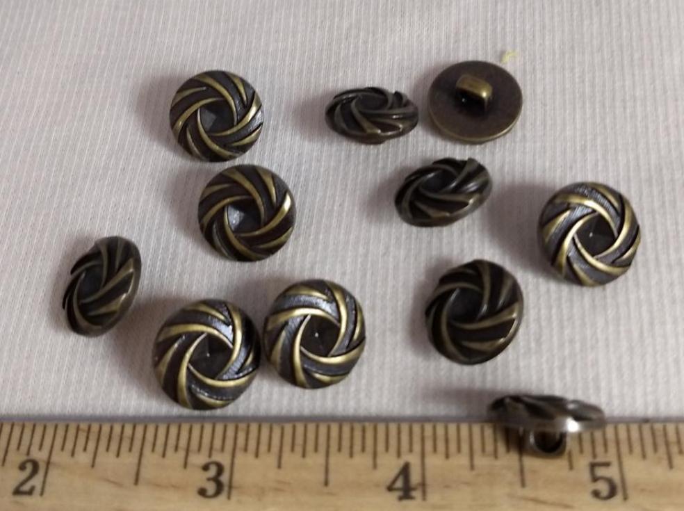 Button #1437 #Shank #Antique-Gold #Metal #10pc