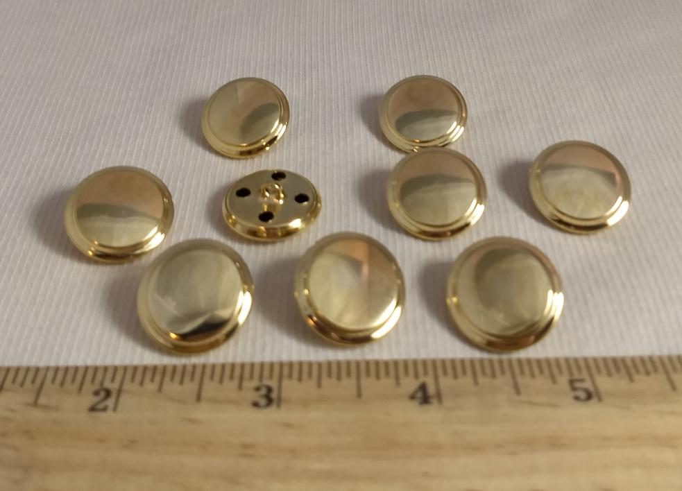 Button #1438 #Shank #Gold #Rim #Metal #10pc