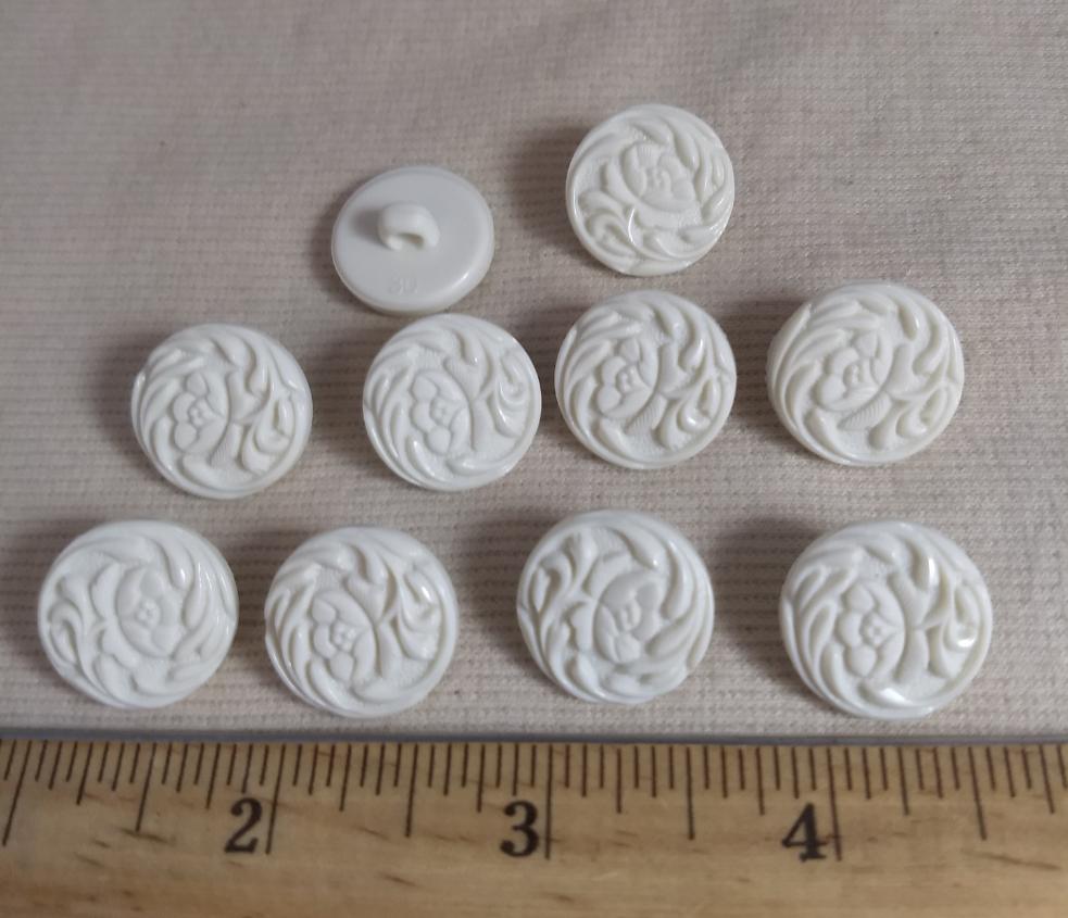 Button #1801 #Shank #White #Nylon #Flower #10Pc