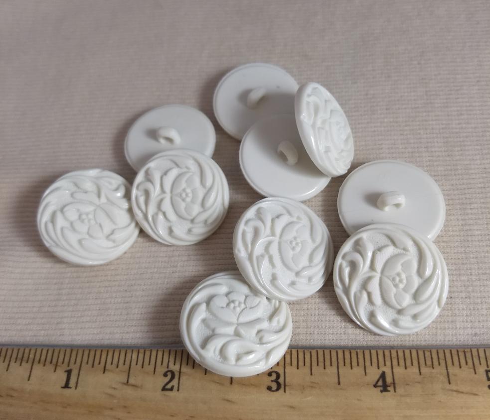 Button #1801 #Shank #White #Nylon #Flower #10Pc