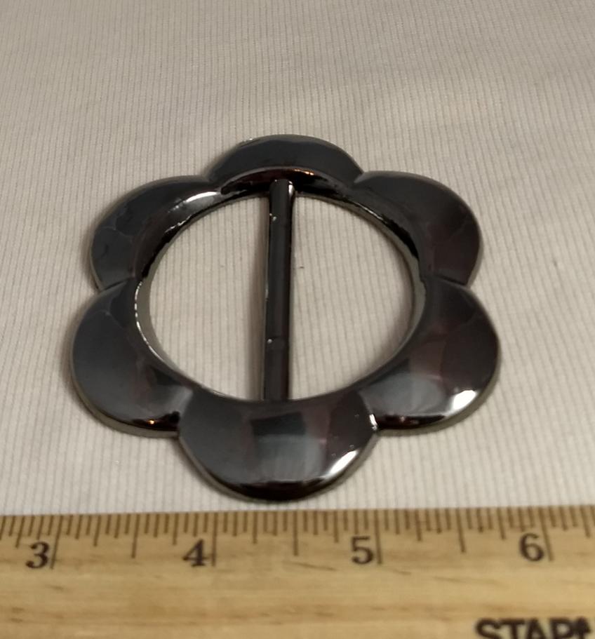 Buckle #1473 #Antique-Silver #Center-Bar #Flower #Abs #1pc