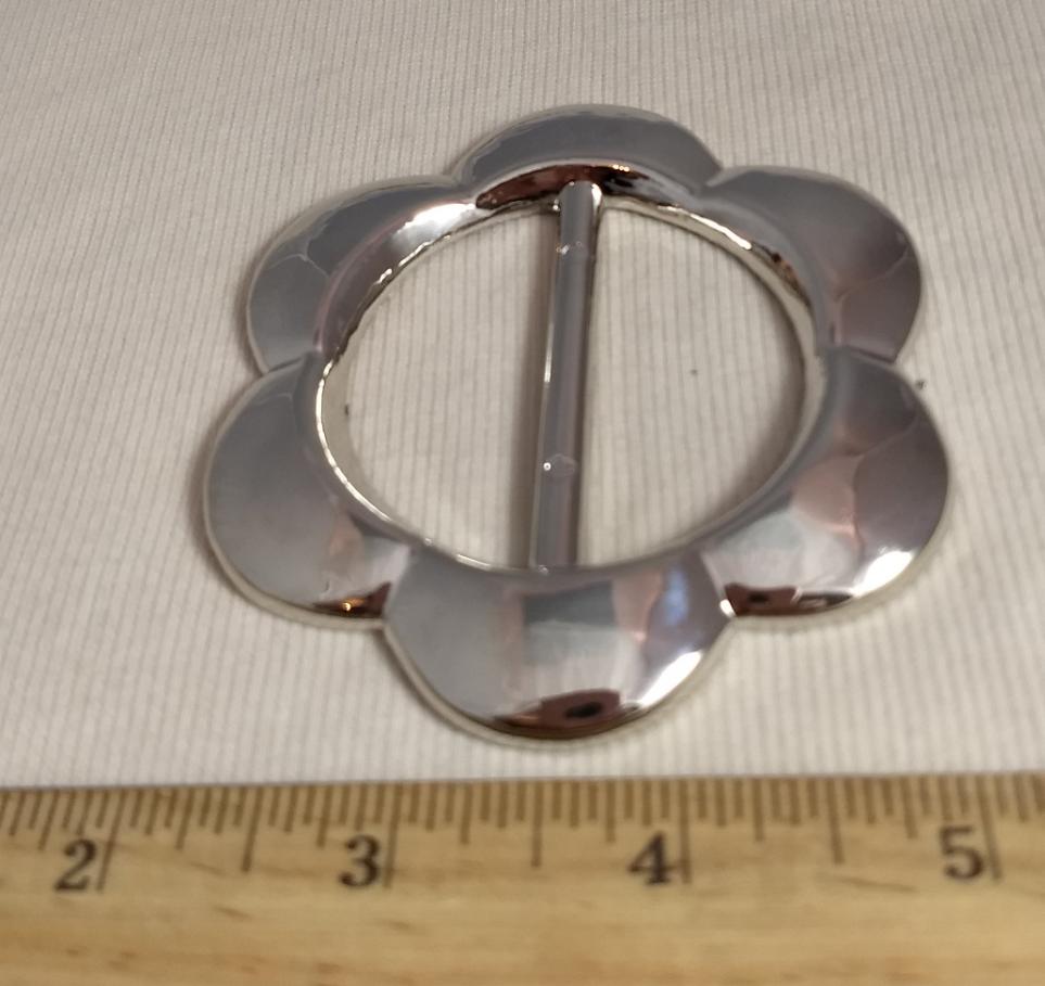 Buckle #1473 #Silver #Flower #Center-Bar #Abs #1pc