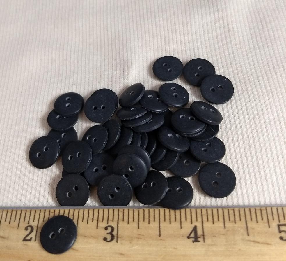Button #P-Dome #2 Hole #Black #Basic #Polyester #10pc