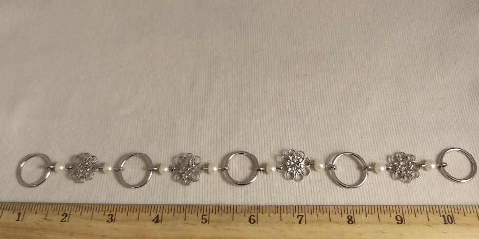 Belt #CY2570 #Silver #Pearl #O-Ring #Metal #1pc