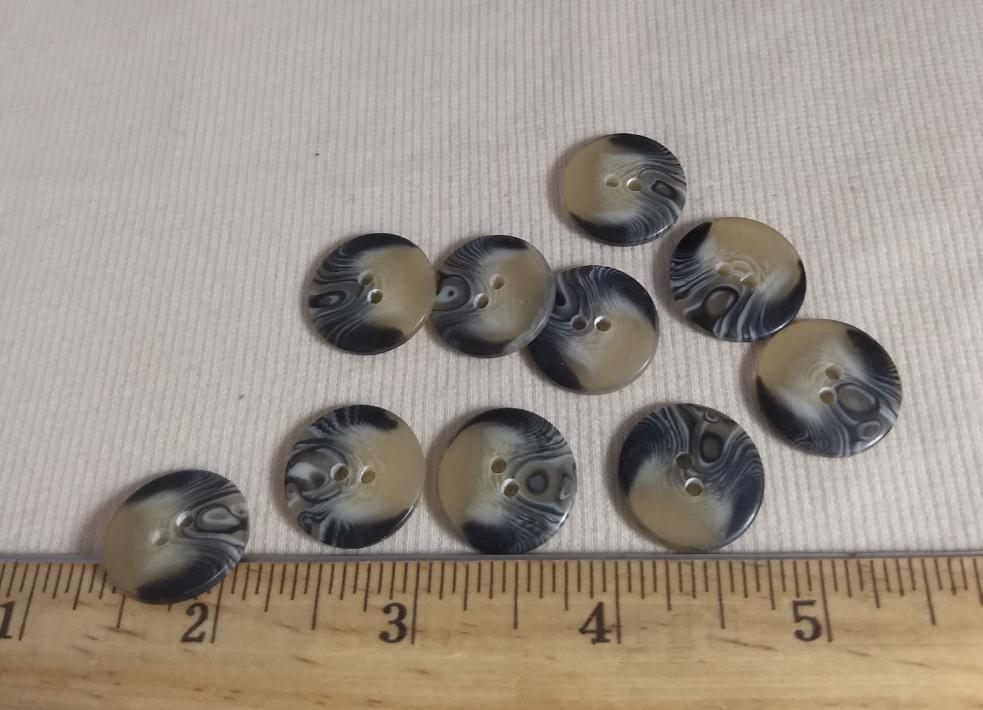 Button #21160-PB1160 #2 Hole #Grey #Imitation #Horn #Polyester #10pc