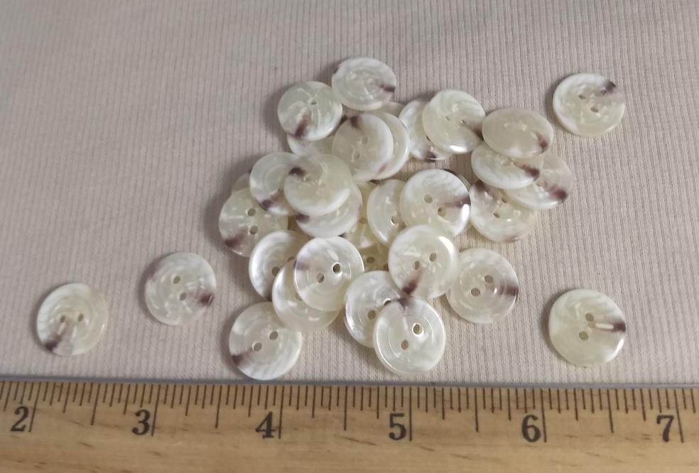 Button #96005-1 #2 Hole #White #Rim #Imitation #Horn #Polyester #10pc
