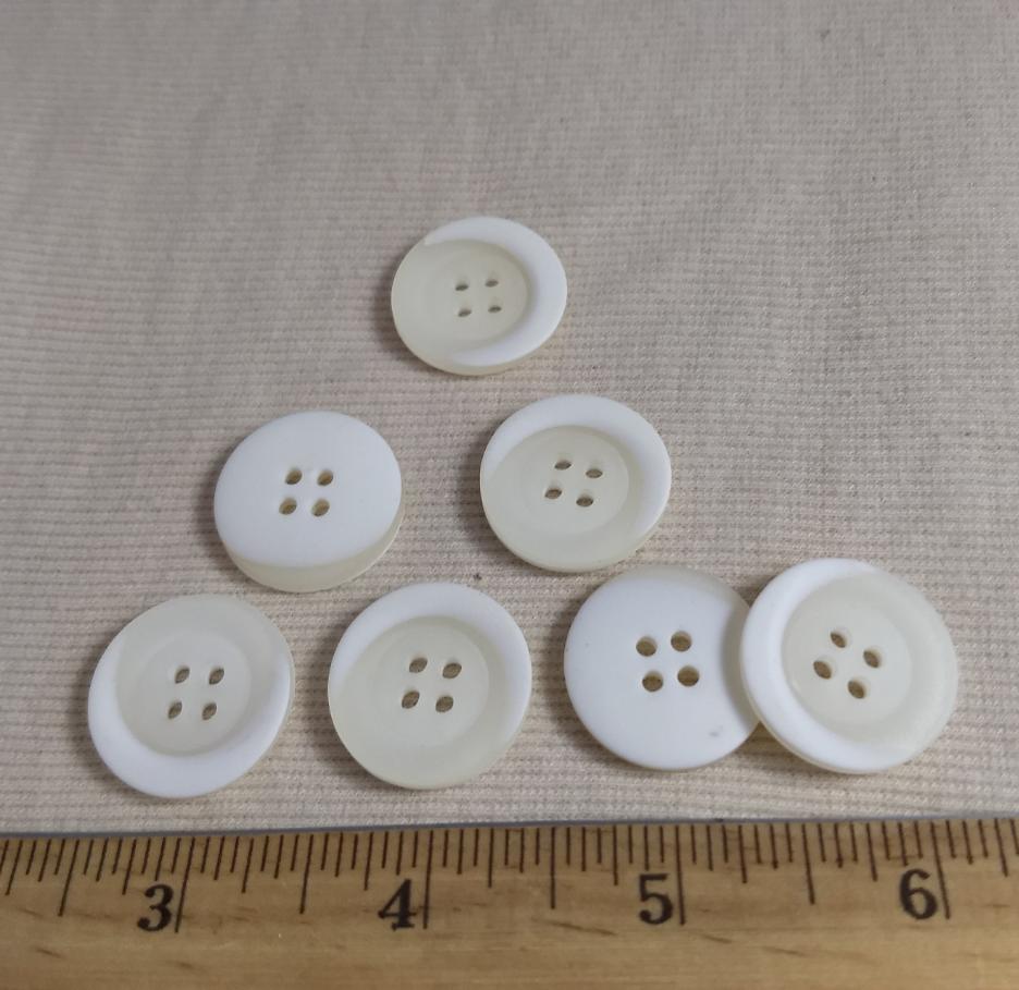 Button #1505 #4 Hole #White #Rim #Polyester #10pc