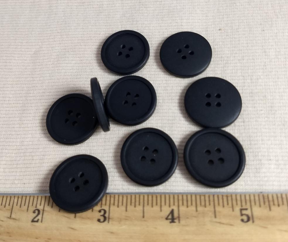 Button #814A #4 Hole #Black #Rim #Basic #Polyester #10pc