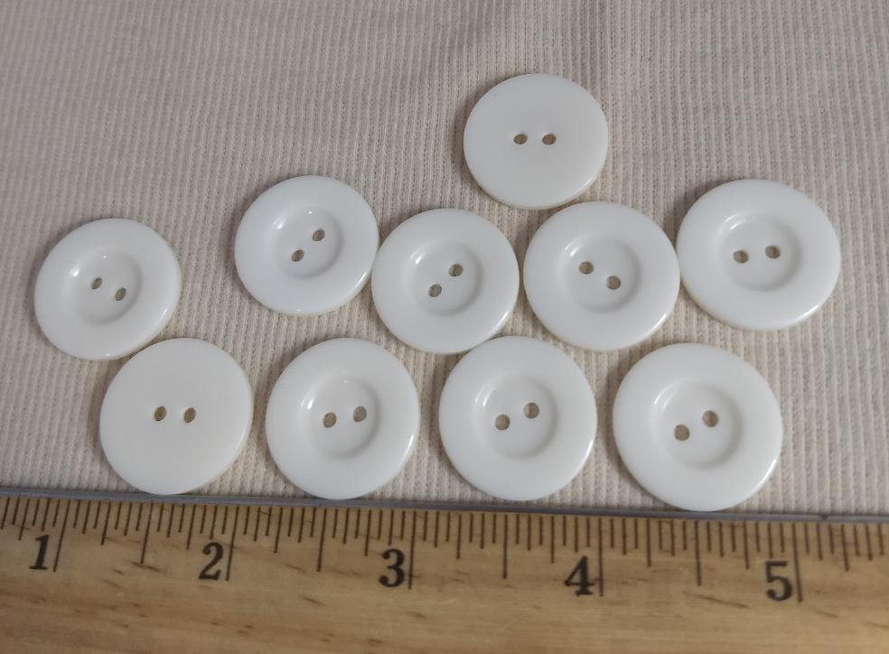 Button #Basic #P-Quarter #2 Hole #White #Polyester #10pc
