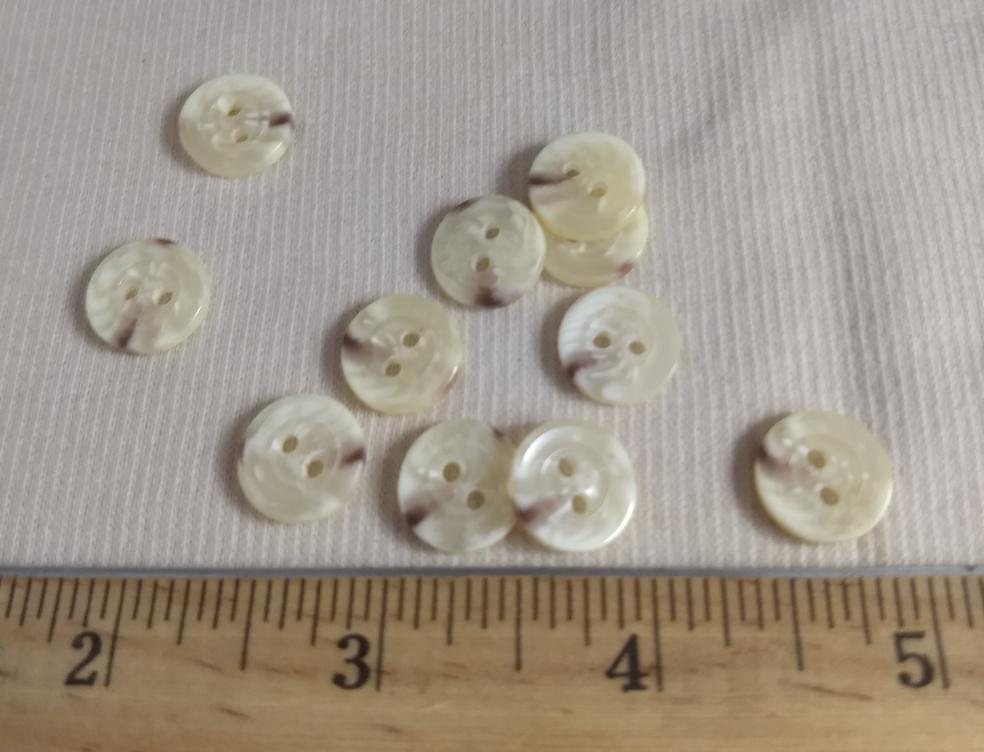 Button #96005-1 #2 Hole #White #Rim #Imitation #Horn #Polyester #10pc