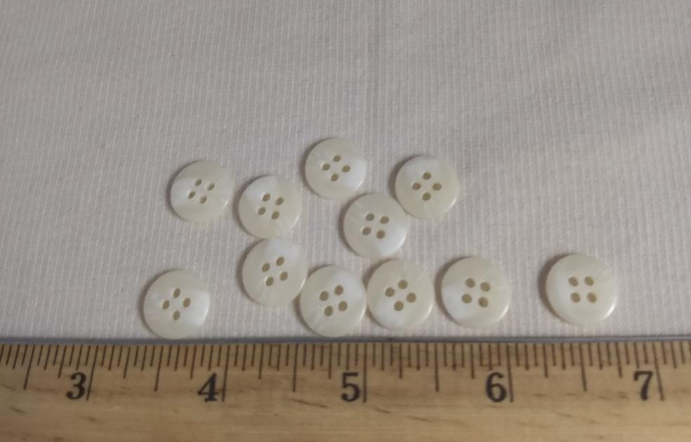 Button #3495 #4 Hole #Cream #Basic #Polyester #10pc