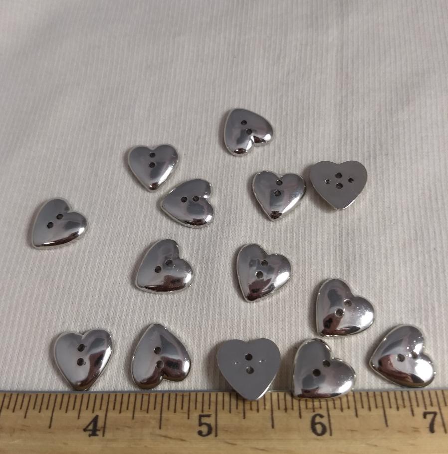 Button #Heart #2 Hole #Silver #Children #Abs #10pc