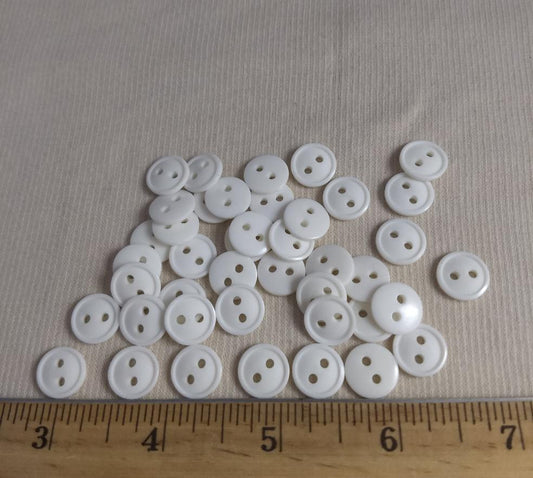 Button #Basic #P-Joy #2 Hole #White #Rim #Polyester #10pc