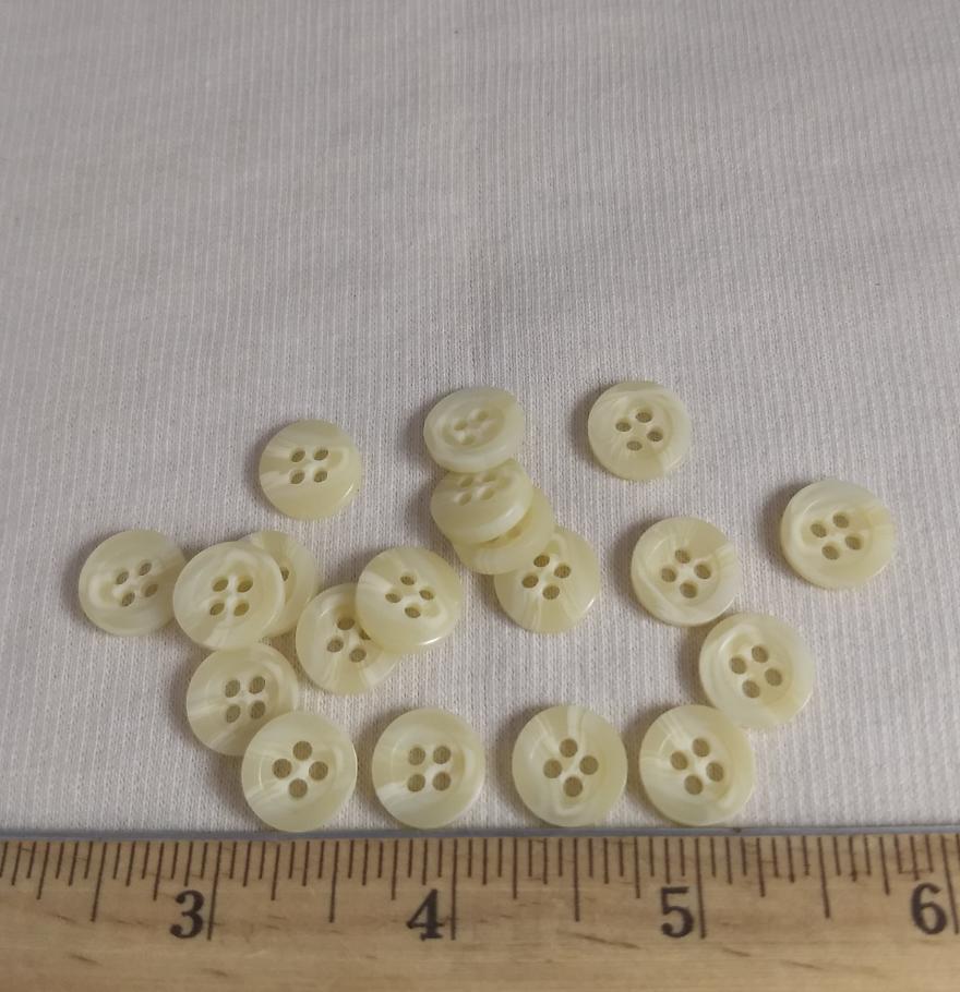 Button #96013 #4 Hole #Cream #Rim #Imitation #Horn #Polyester #10pc