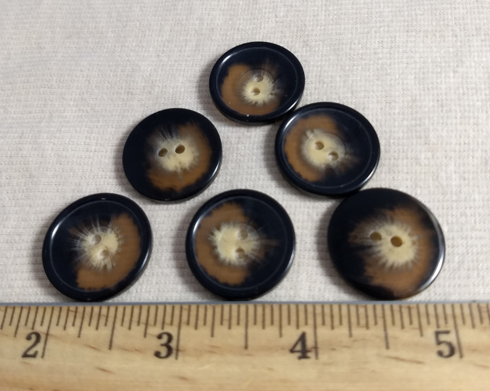 Button #98037-3 #2 Hole #Brown #Imitation #Horn #Polyester #10pc