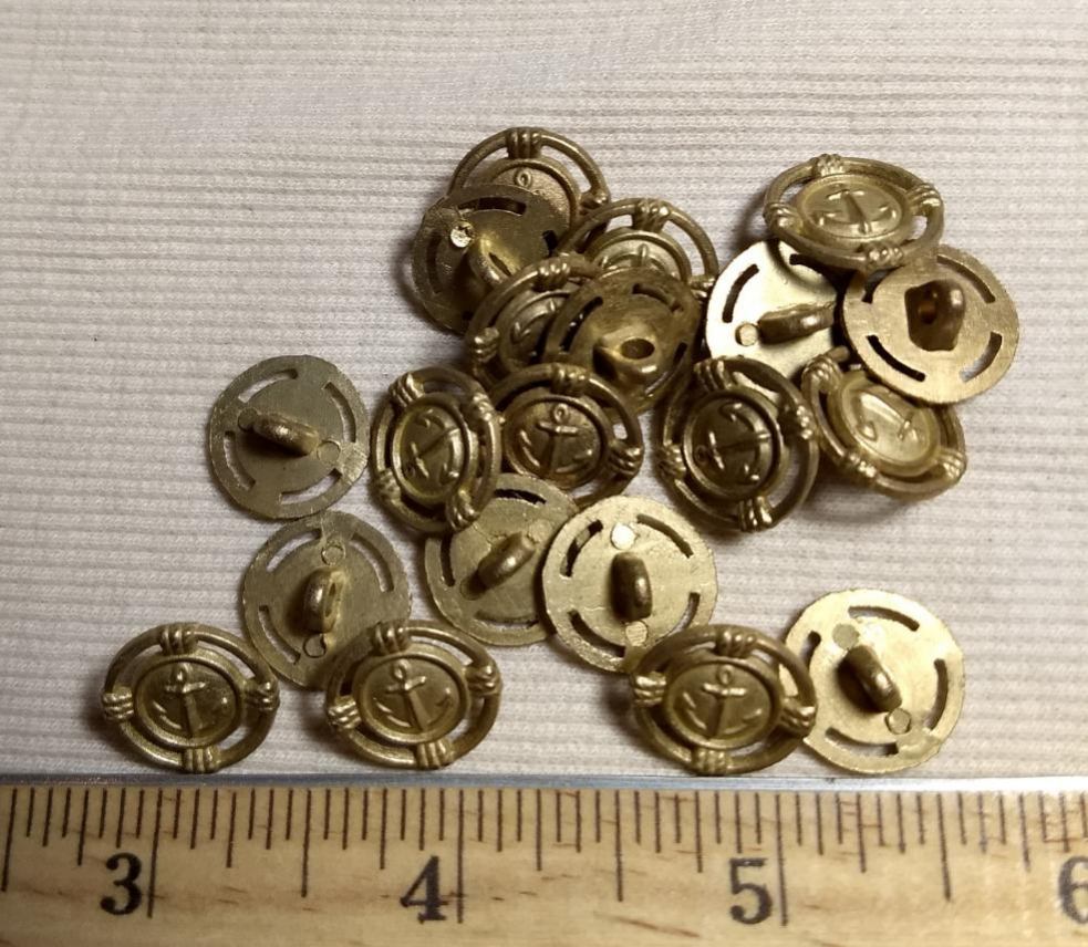 Button #6137 #Shank #Antique-Gold #Anchor #Metal #10pc