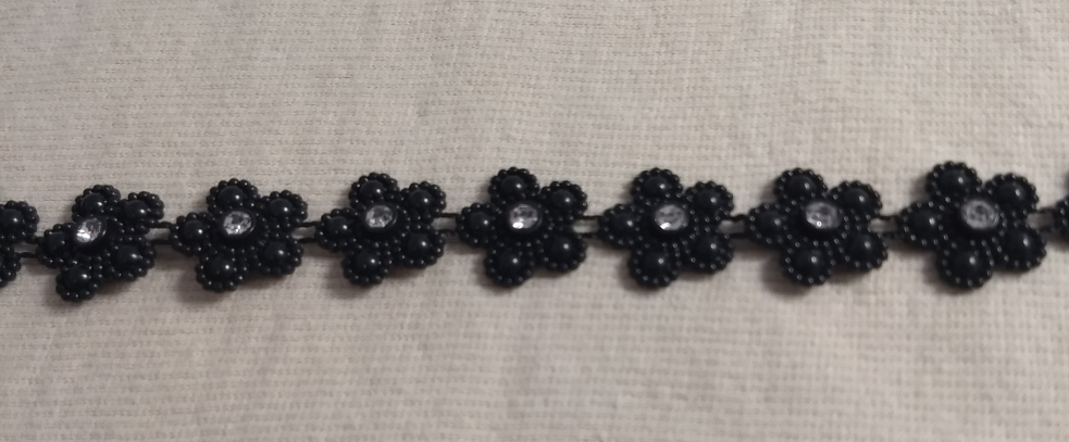 Trimming #C305 #Black #Flower #Rhinestone #1yd