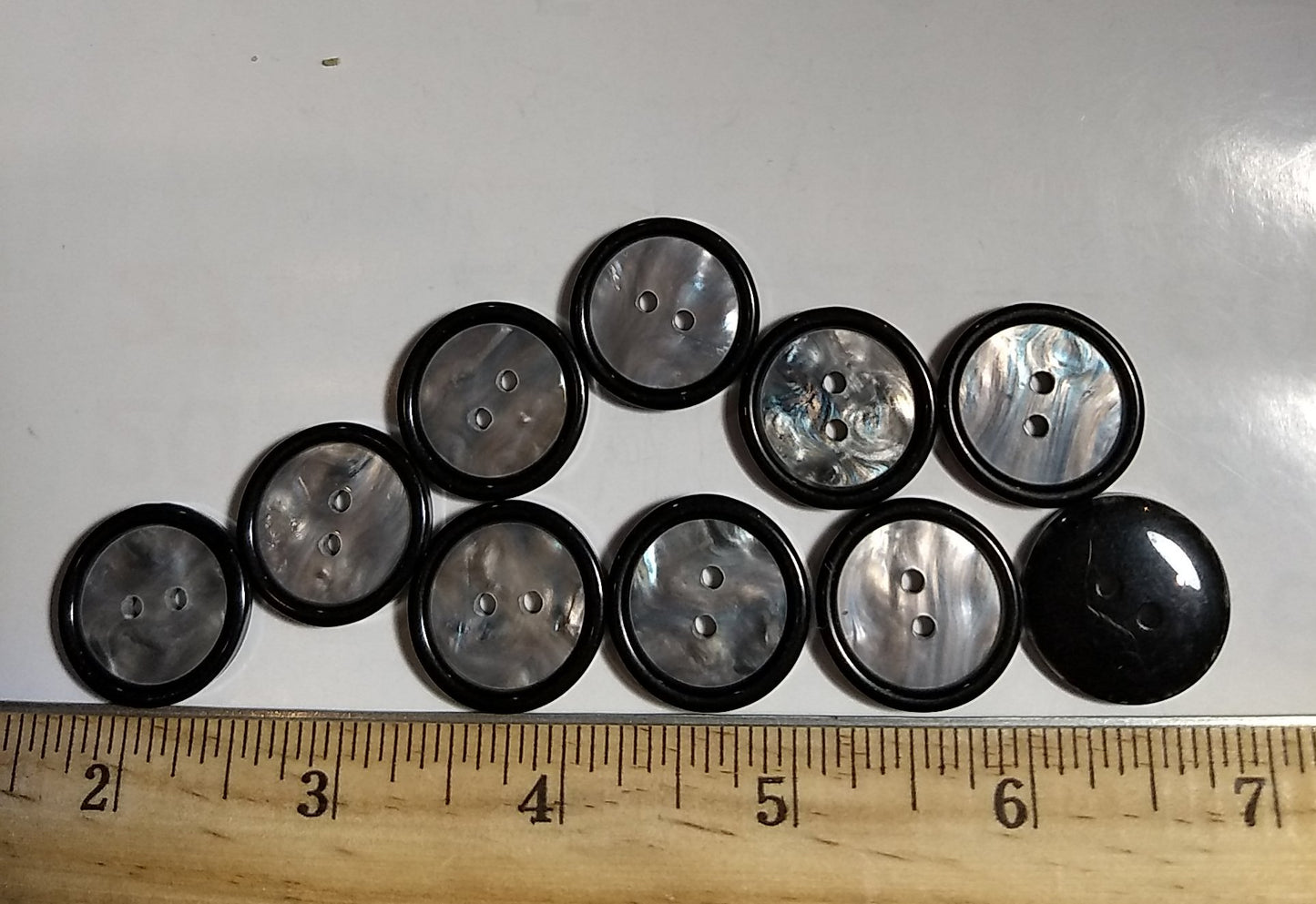 Button #PB1409 #2 Hole #Grey #Imitation #Shell #Rim #Polyester #10pc