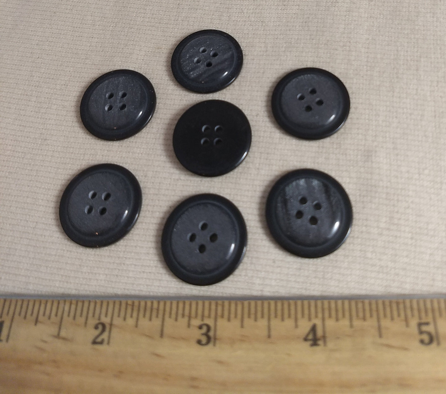 Button #5608 #4 Hole #Black #Rim #Polyester #10pc